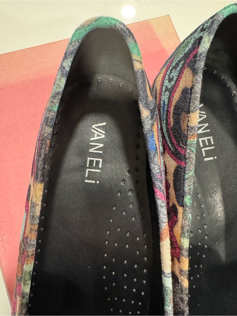 Vaneli Multicolor Paisley & Leopard Velvet Loafers with Gold Bit - Picture 4 of 11